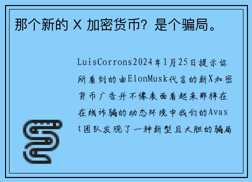 那个新的 X 加密货币？是个骗局。